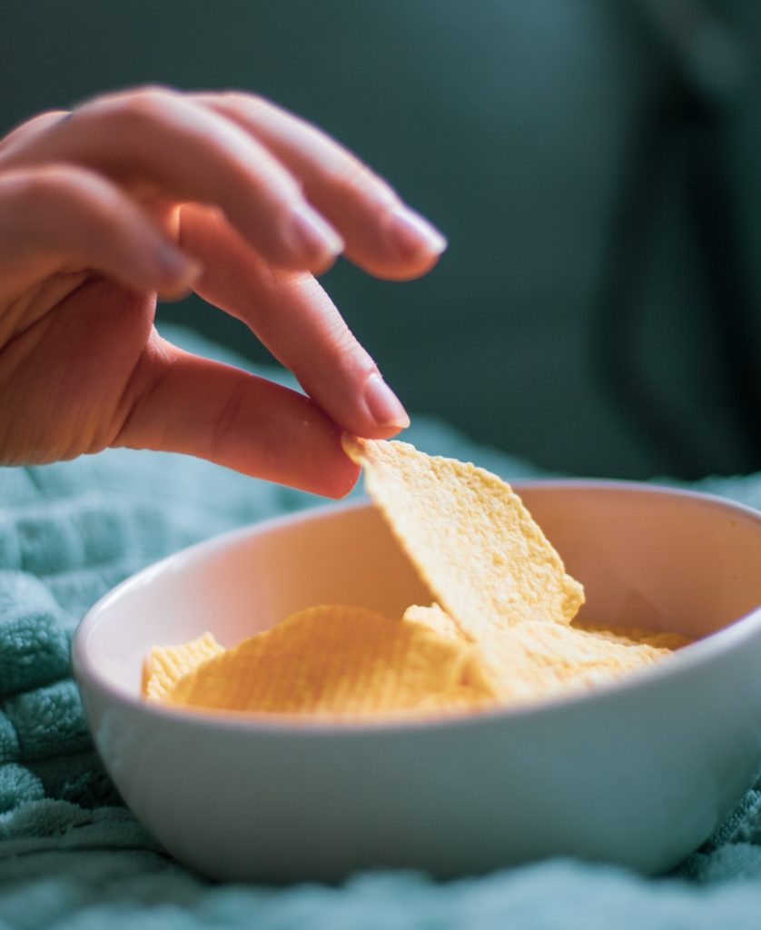 Eating potato chips