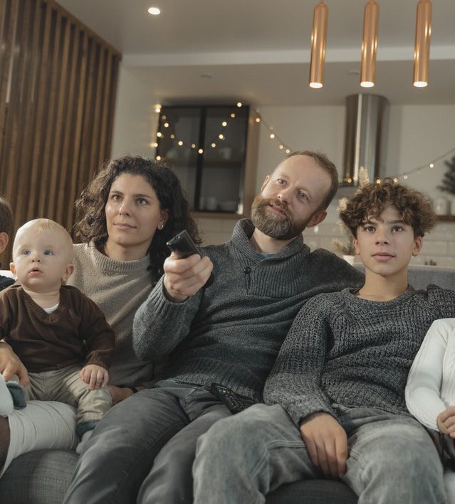 Family watching TV