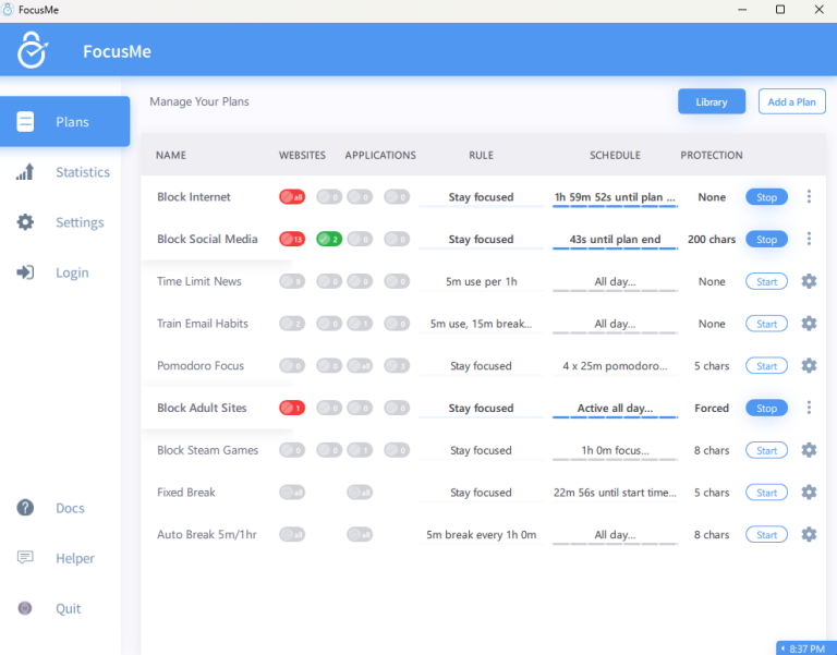 FocusMe Dashboard
